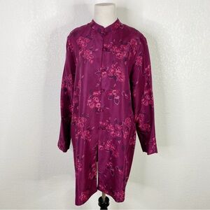 Vintage Finity Naturals Plum Purple 100% Silk Duster